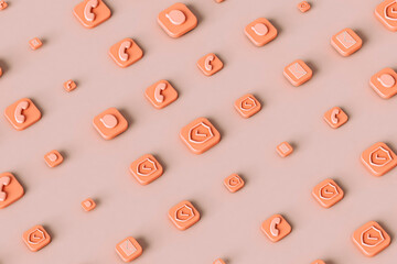 Phone applications on pink background