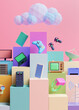 © Pixel Stories/Stocksy - Low-poly cloud services concept