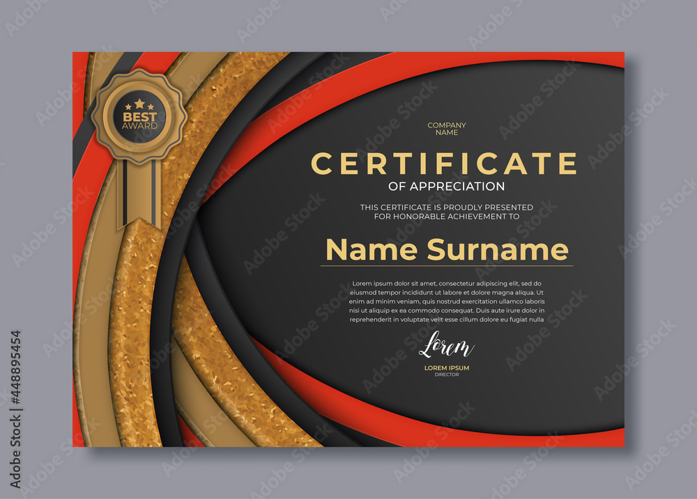 Gradient golden luxury certificate template Stock Vector | Adobe Stock