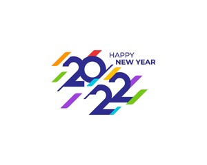 Wall Mural - Celebrate Happy New Year 2022 Greeting banner logo illustration, Colorful 2022 new year vector
