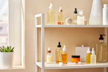 Beauty Products On Shelves.