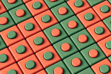 Pattern Of Green And Pink Buttons On Green Background