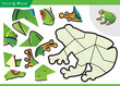 Cut and glue frog jigsaw puzzle childern educational game.