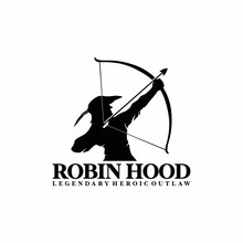 Robin Hood The Legendary Villain Silhouette Design Logo Retro Vintage Archer Fighter Logo