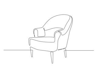 Poster - Continuous one line drawing of armchair. Scandinavian stylish furniture in simple Linear style. Doodle vector illustration