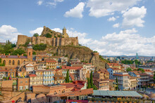 Panoramic View Of The City Of Tbilisi Georgia. The Photo Shows All The Attractions.