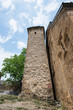 Georgia. Ananuri fortress. Stone walls. Stone medieval tower.