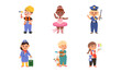 © Happypictures - Cheerful Children Depicting Different Professions Like Ballerina and Waiter Vector Set