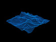 3D topographic mountain grid wireframe. Mesh terrain.