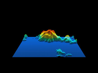 3d topographic mountain grid wireframe. mesh terrain.