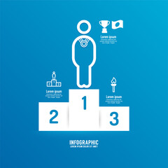 pictogram sports festival Japan flat line infographic. winner concept design Illustration vector.