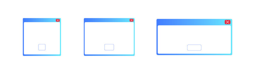 Vector Pop Up Window, Blank Frame Isolated on White Background, Retro Illustration.
