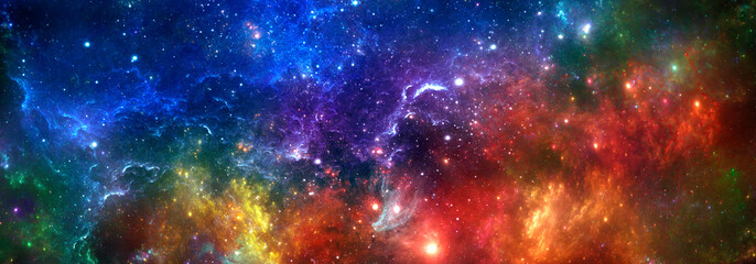 Wall Mural - abstract space background with colorful nebula and stars