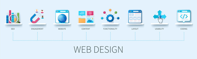 Wall Mural - web design infographic in 3d style.