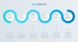 Blue timeline infographic design vector. 6 options, circle workflow layout. Vector infographic timeline template.
