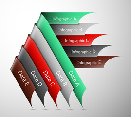 Fototapete - Information infographic statistic vector presentation. Graphic composition for your business presentations. Five glossy Arrow for your annotations. Five color sticker for registration of proposals