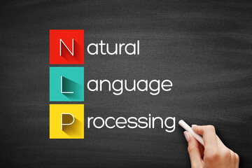 Wall Mural - NLP Natural Language Processing, technology business concept on blackboard.