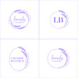 hand drawn lavender logo and branch botanical wedding frame monogram for invitation card vector illustration 