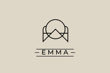 Monoline Signature Logo Design Name Emma. Usable Logo Design For Private Logo, Business Name Card Web Icon, Social Media Icon
