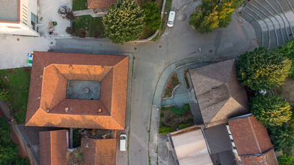 Sticker - Aerial view of houses and streets in a village