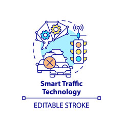 Wall Mural - smart traffic technology concept icon. driving control system abstract idea thin line illustration. 