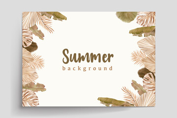 Poster - watercolor summer floral and leaves card set