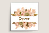 Fototapeta Boho - watercolor summer floral and leaves card set
