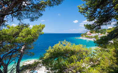 Wall Mural - amazing view on adriatic sea on Makarska riviera coast in Bratus in Dalmatia in Croatia 