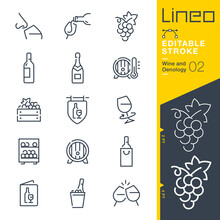 Lineo Editable Stroke - Wine And Oenology Line Icons