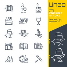 Lineo Editable Stroke - Wine And Oenology Line Icons