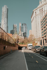 Wall Mural - traffic in the city New York manhattan buildings bridge sky 