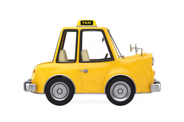 Fototapete - Yellow Cartoon Taxi Car. 3d Rendering