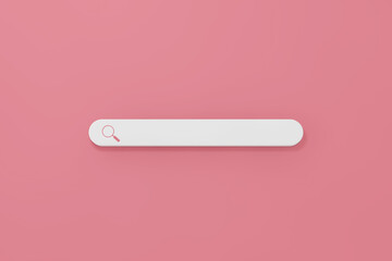 Fototapete - Internet Search Bar Icon on a pink. 3d Rendering