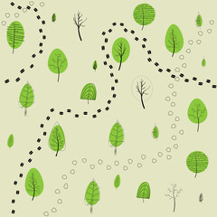 Wall Mural - Seamless texture of vector sketches of footprints of wild animals in the forest.