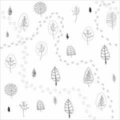 Wall Mural - Seamless texture of vector sketches of footprints of wild animals in the forest.