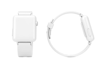 Aufkleber - White Modern Smart Watch Mockup with Strap in Clay Style. 3d Rendering