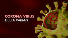 Stylised Novel Covid 19 Corona Virus Delta Variant. Indian Strain 3d Illustration Background Banner