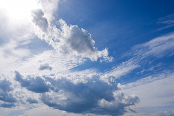 picturesque blue sky in sunny weather in summer