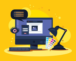 destop with web design