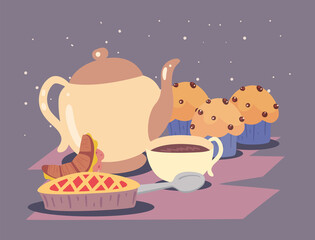 Wall Mural - home food and teapot