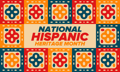 National Hispanic Heritage Month in September and October. Hispanic and Latino Americans culture. Celebrate annual in United States. Poster, card, banner and background. Vector illustration