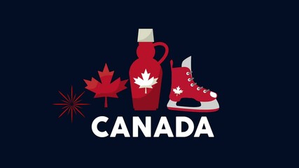 Wall Mural - canada lettering with icons animation