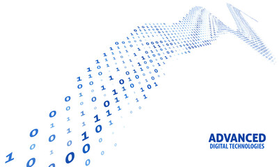 Fototapete - Advanced Digital Technologies template. Stream of binary code