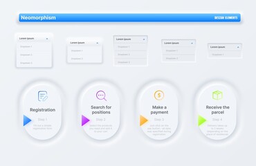 Wall Mural - neomorphic ui user interface buttons, search and switchers. web page, mobile app design elements, ve