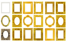 The Antique Gold Frame Isolated On The White Background.