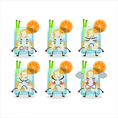 Wall Mural - Caipirinha cartoon character with various angry expressions. Vector illustration