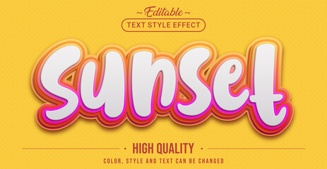 Editable text style effect - Sunset text style theme.