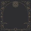 Monoline celestial icons frame vector square frame on black