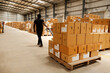 © Vinayak Jagtap - Warehouse, package shipment, freight transportation and delivery concept, cardboard boxes on pallet.