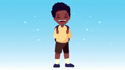 Canvas Print - back to school animation with afro schoolboy